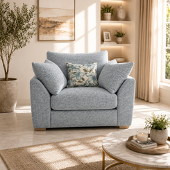 armchair with matching throw pillows