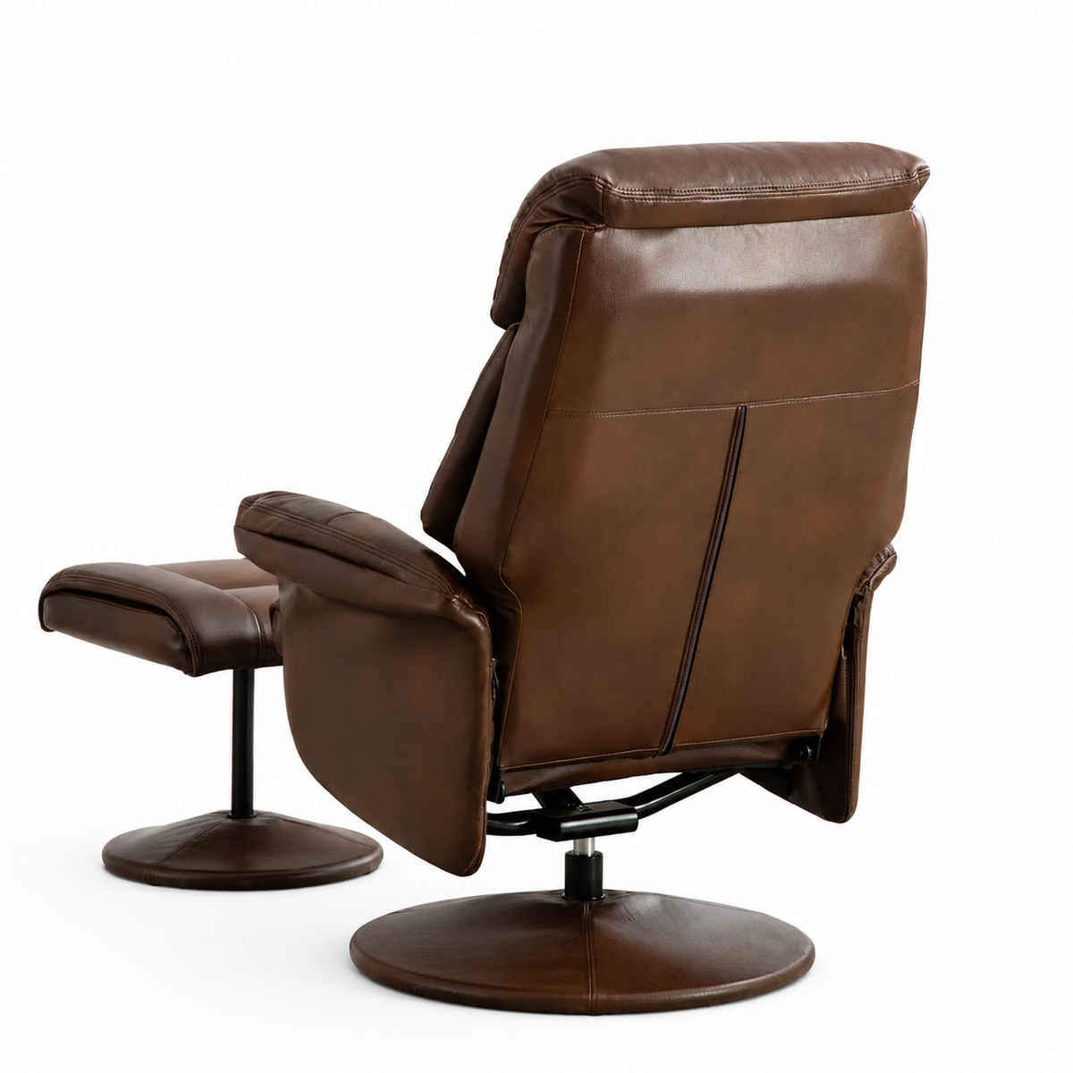 brown leather recliner chair with an adjustable footrest