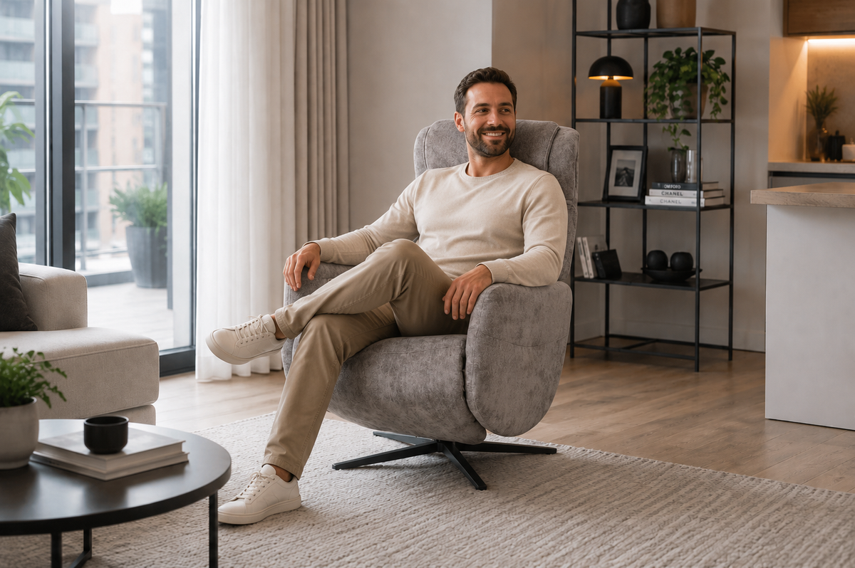 Modern gray swivel recliner chair